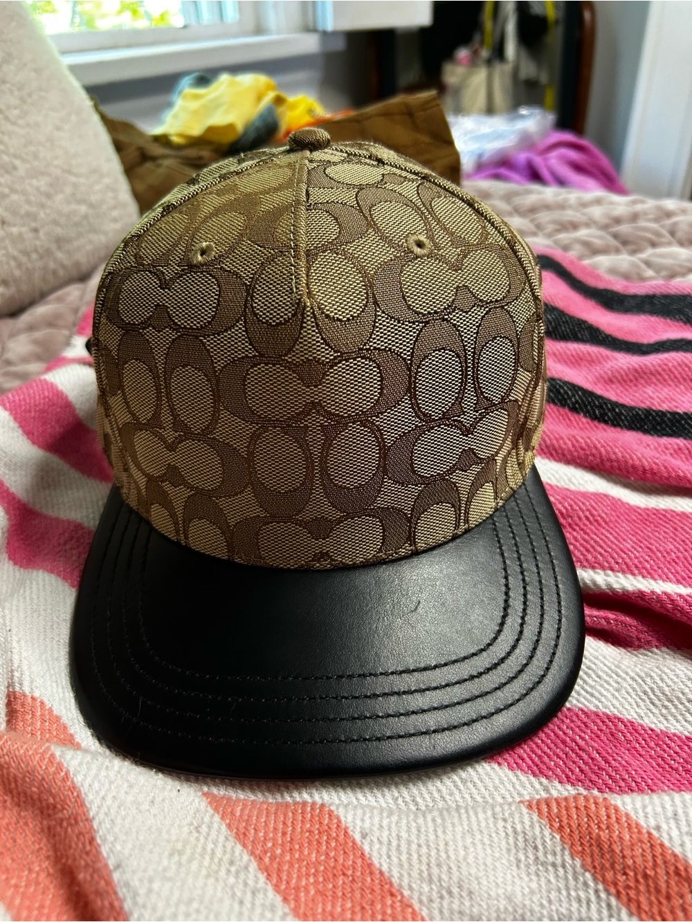 Coach Two-Tone Brown and Black Monogram Baseball Hat